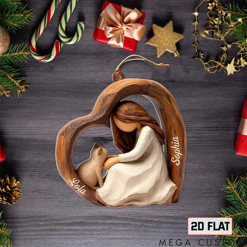 Personalized Cat Lover Circle of Love Christmas Ornament