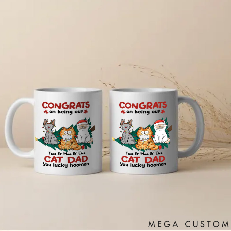 Personalized Cat Lover Congrats on Being My Dad Mugs