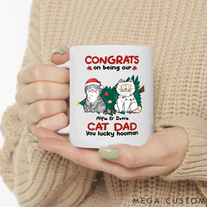 Personalized Cat Lover Congrats on Being My Dad Mugs