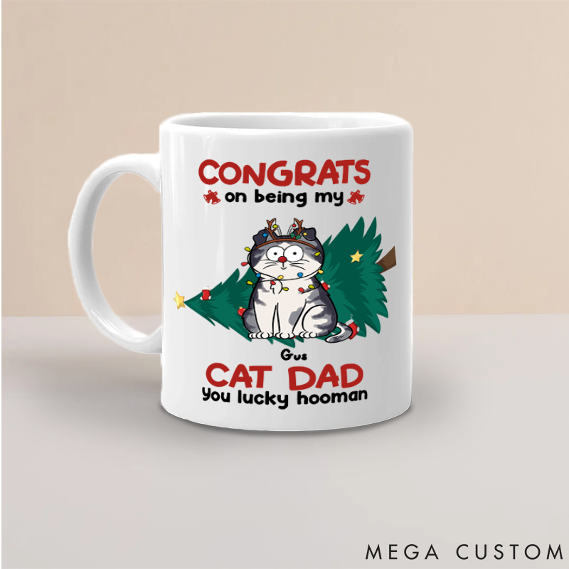 Personalized Cat Lover Congrats on Being My Dad Mugs
