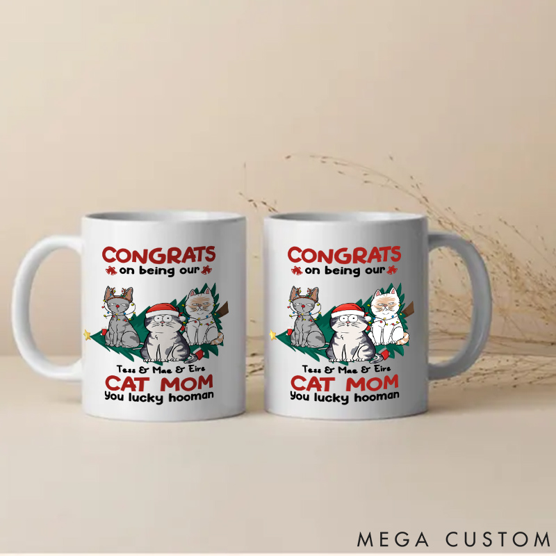 Personalized Cat Lover Congrats on Being My Mom Mugs