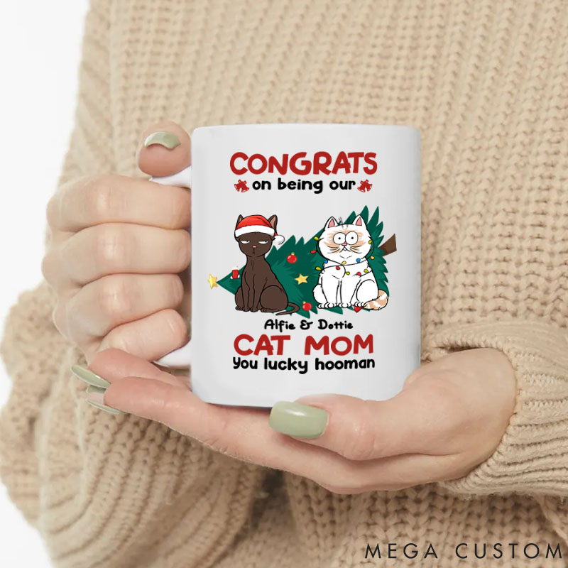 Personalized Cat Lover Congrats on Being My Mom Mugs