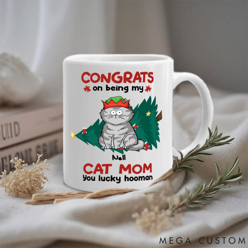 Personalized Cat Lover Congrats on Being My Mom Mugs