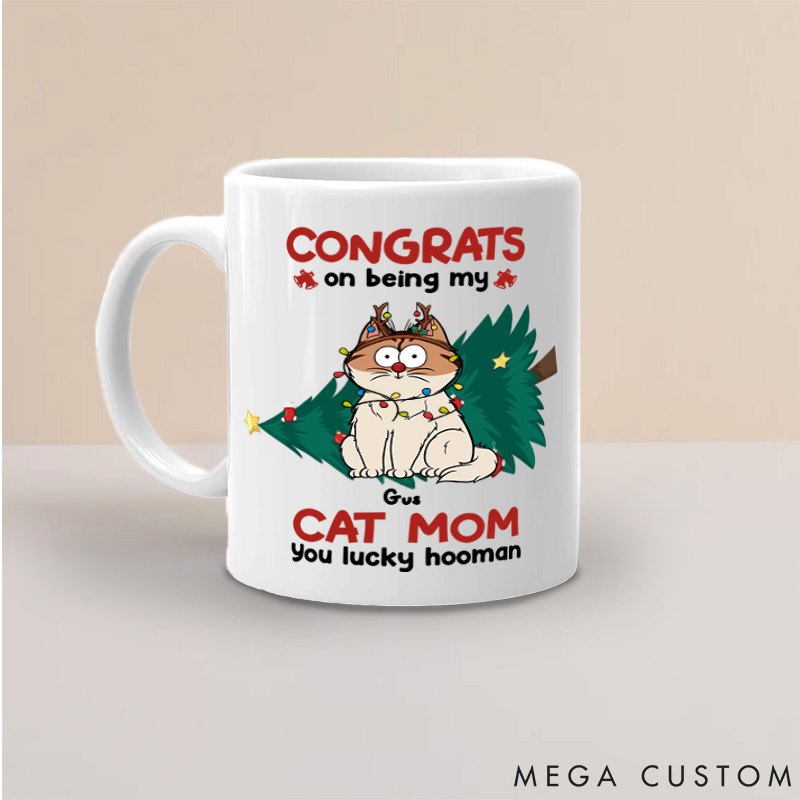 Personalized Cat Lover Congrats on Being My Mom Mugs