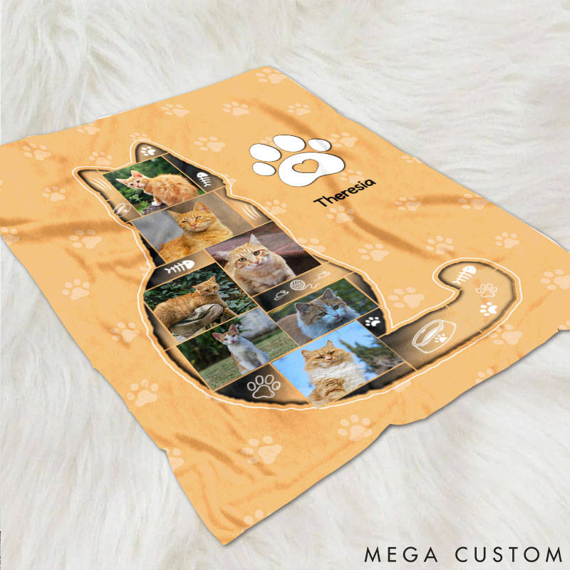 Personalized Cat Lover Custom Cat Photo Throw Blanket
