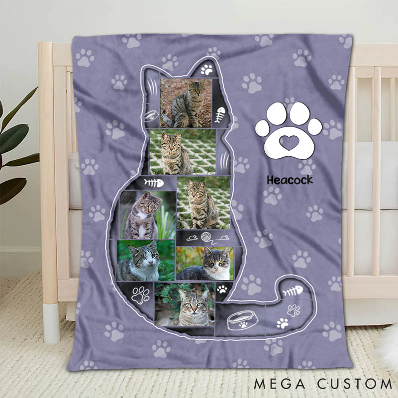 Personalized Cat Lover Custom Cat Photo Throw Blanket