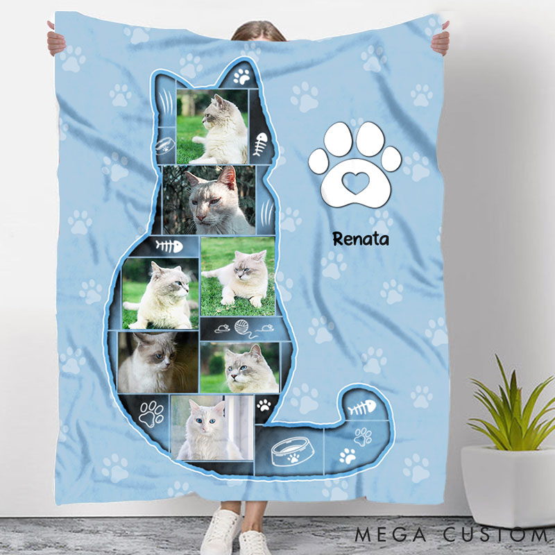 Personalized Cat Lover Custom Cat Photo Throw Blanket