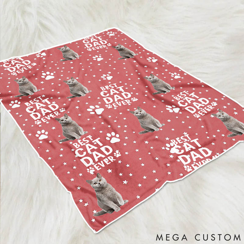 Personalized Cat Lover Custom Funny Cat Face Cat Dad Throw Blanket