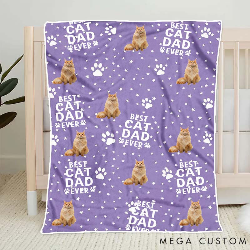 Personalized Cat Lover Custom Funny Cat Face Cat Dad Throw Blanket