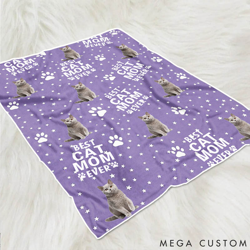 Personalized Cat Lover Custom Funny Cat Face Cat Mom Throw Blanket