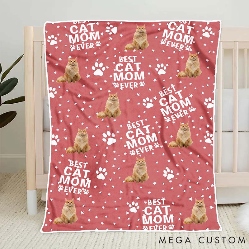 Personalized Cat Lover Custom Funny Cat Face Cat Mom Throw Blanket