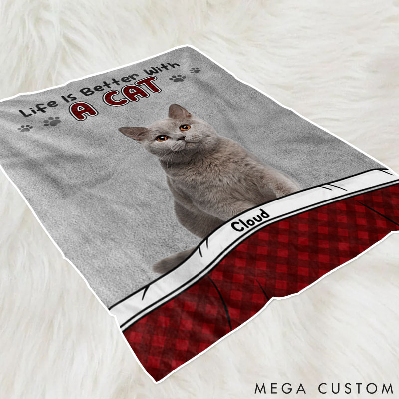 Personalized Cat Lover Custom Photo Ask Me about My Dogs Throw Blanket