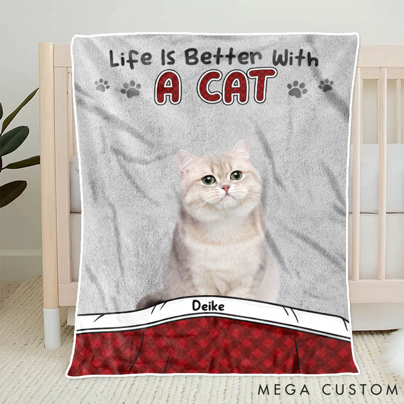 Personalized Cat Lover Custom Photo Ask Me about My Dogs Throw Blanket