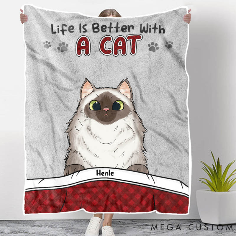 Personalized Cat Lover Custom Photo Ask Me about My Dogs Throw Blanket