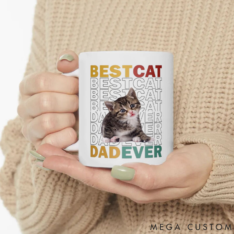 Personalized Cat Lover Custom Photo Best Cat Dad Mugs
