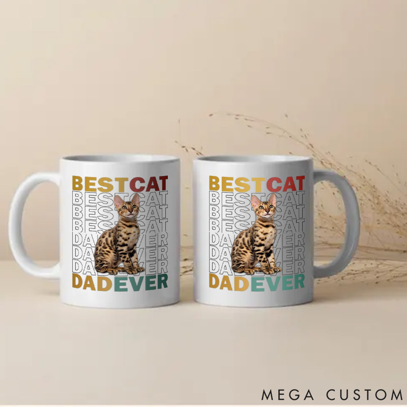 Personalized Cat Lover Custom Photo Best Cat Dad Mugs