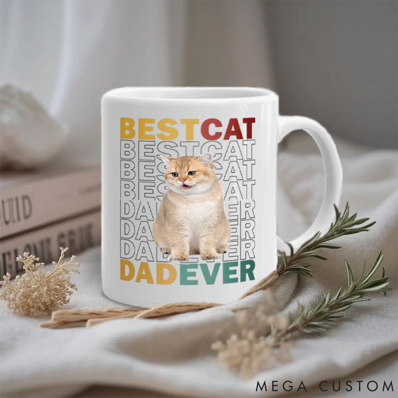 Personalized Cat Lover Custom Photo Best Cat Dad Mugs