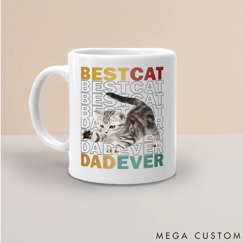 Personalized Cat Lover Custom Photo Best Cat Dad Mugs