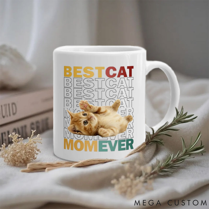 Personalized Cat Lover Custom Photo Best Cat Mom Mugs