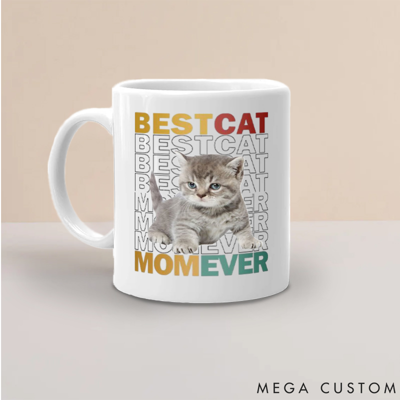 Personalized Cat Lover Custom Photo Best Cat Mom Mugs