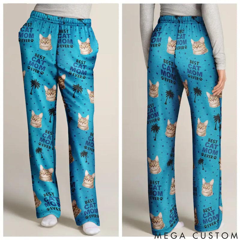 Personalized Cat Lover Custom Photo Best Cat Mom Pajamas