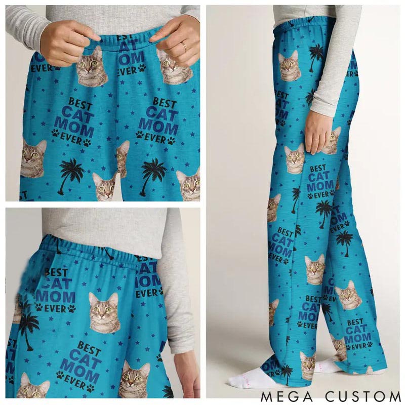 Personalized Cat Lover Custom Photo Best Cat Mom Pajamas