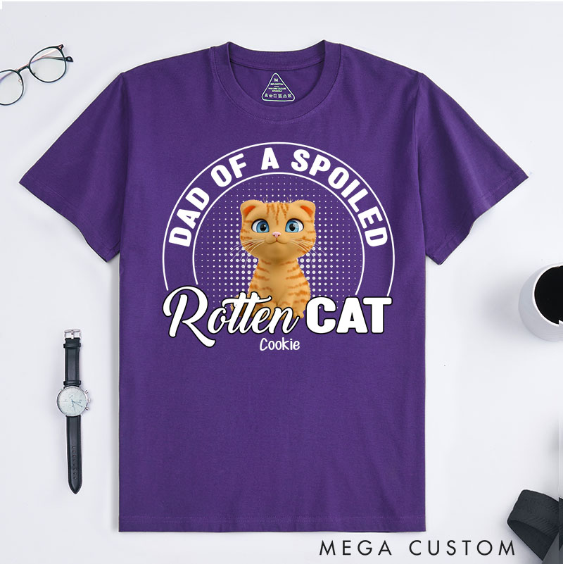 Personalized Cat Lover Dad of A Spoiled Rotten Cat T-Shirt