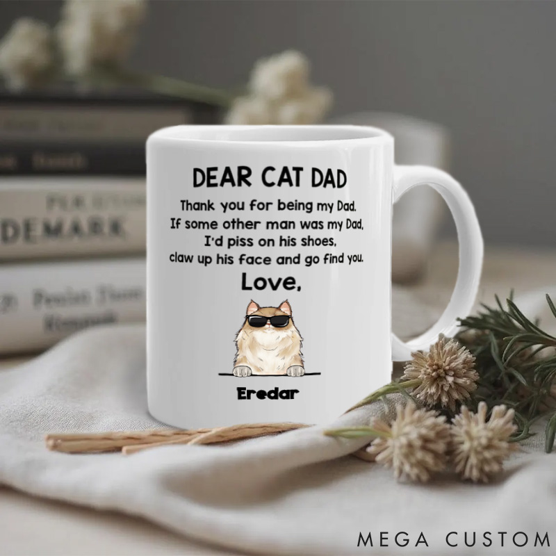 Personalized Cat Lover Dear Cat Dad We'd Go Find You Cat Mugs