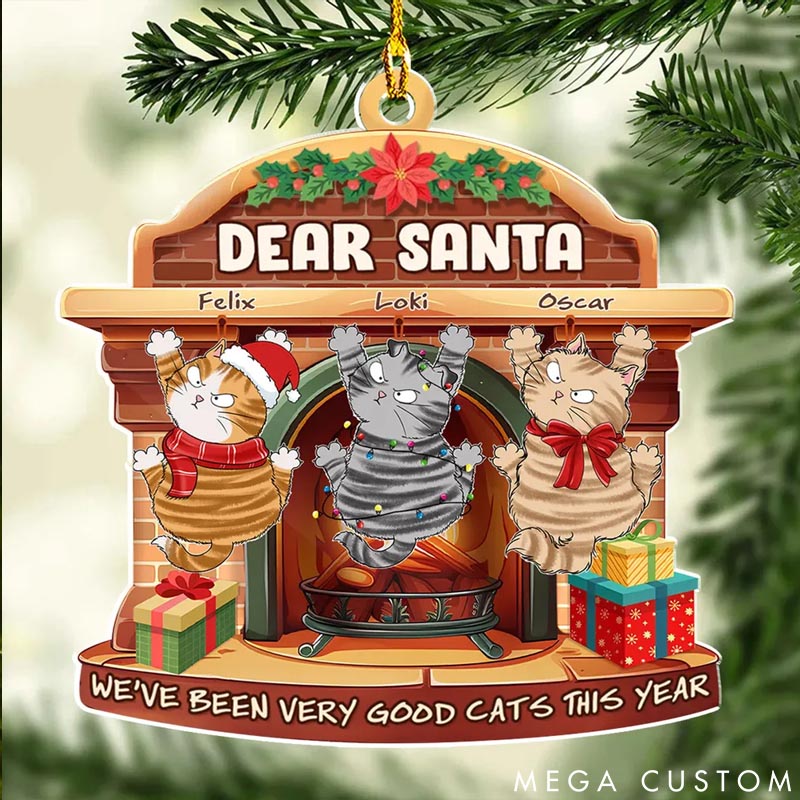 Personalized Cat Lover Dear Santa Christmas Ornament