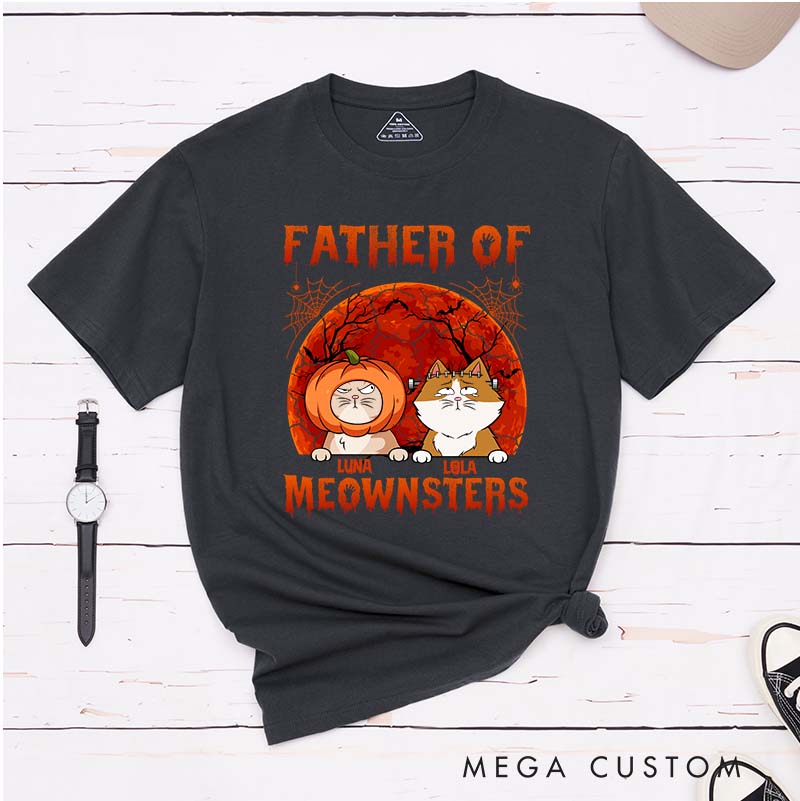 Personalized Cat Lover Father Of Meownsters Minimalist T-Shirt