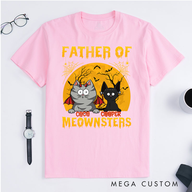 Personalized Cat Lover Father Of Meownsters Minimalist T-Shirt