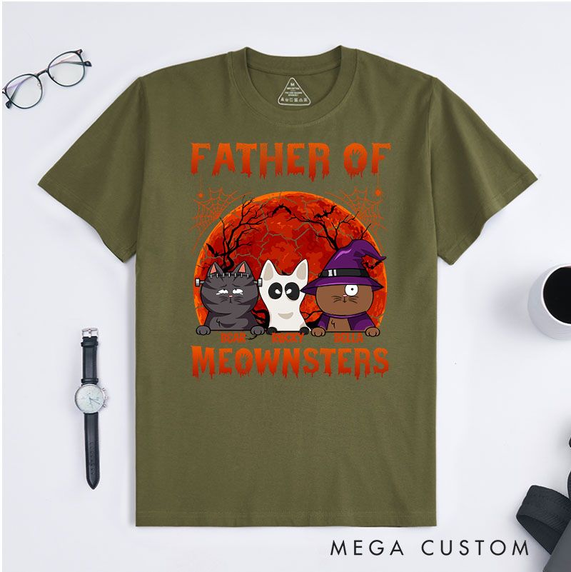 Personalized Cat Lover Father Of Meownsters Minimalist T-Shirt