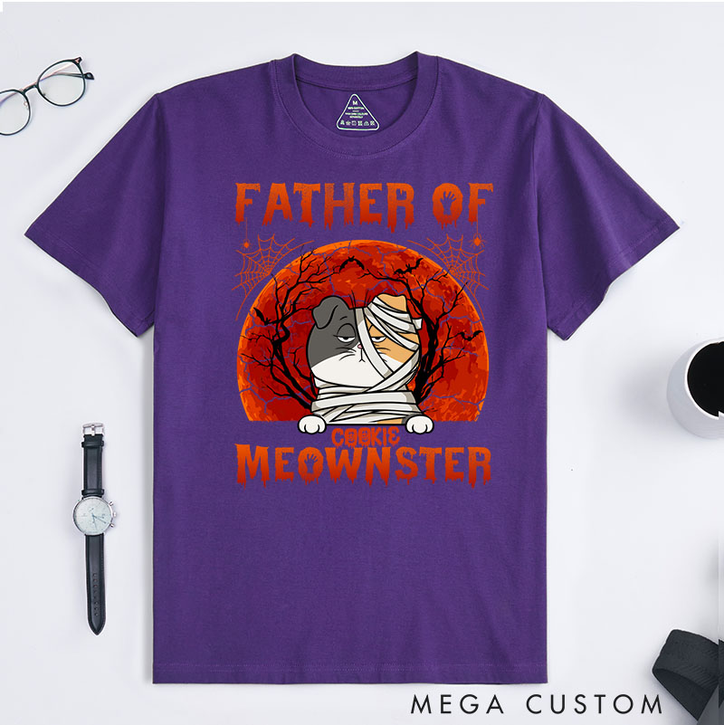 Personalized Cat Lover Father Of Meownsters Minimalist T-Shirt