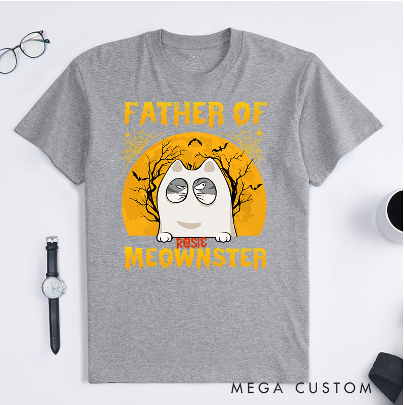 Personalized Cat Lover Father Of Meownsters Minimalist T-Shirt