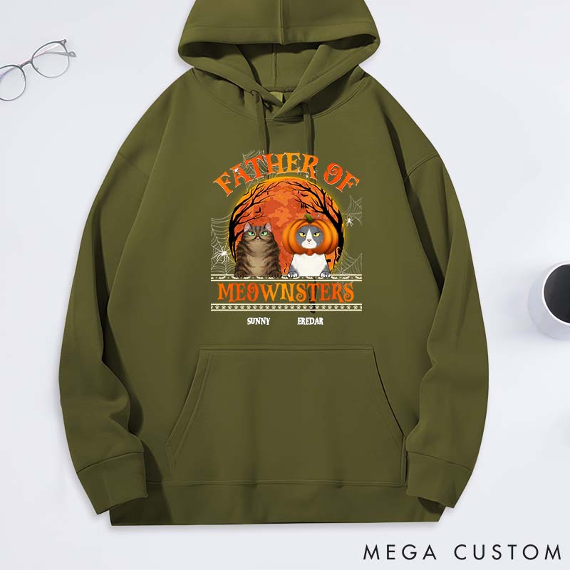 Personalized Cat Lover Father of Meownsters Halloween Classic Hoodies