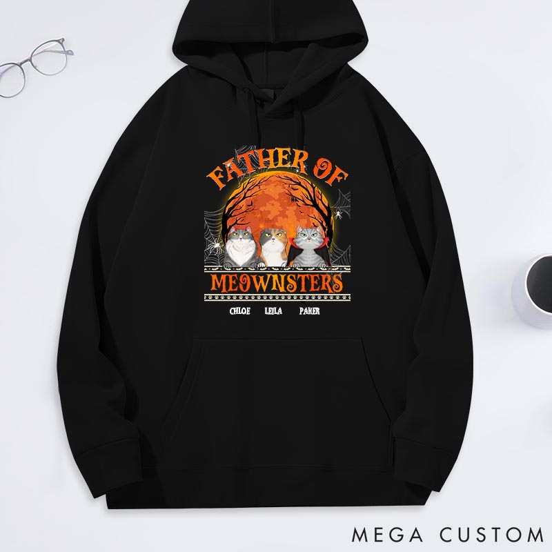 Personalized Cat Lover Father of Meownsters Halloween Classic Hoodies