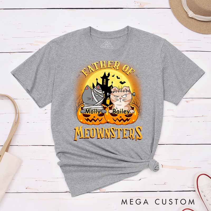 Personalized Cat Lover Father of Meownsters T-Shirt