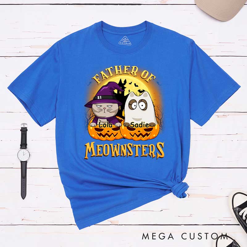Personalized Cat Lover Father of Meownsters T-Shirt