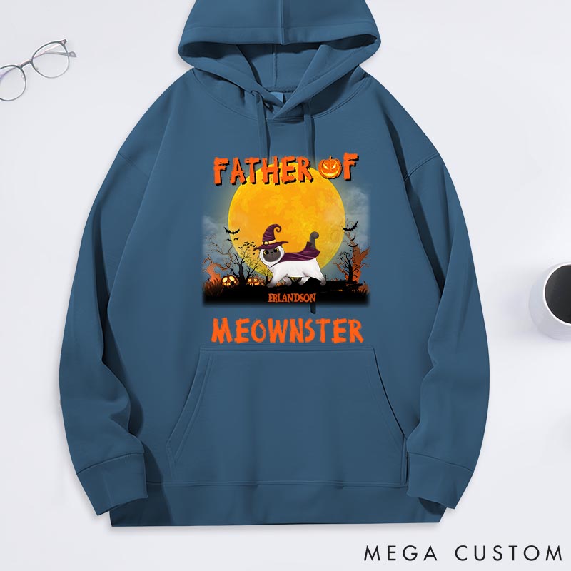 Personalized Cat Lover Father of Meowsters Classic Hoodies