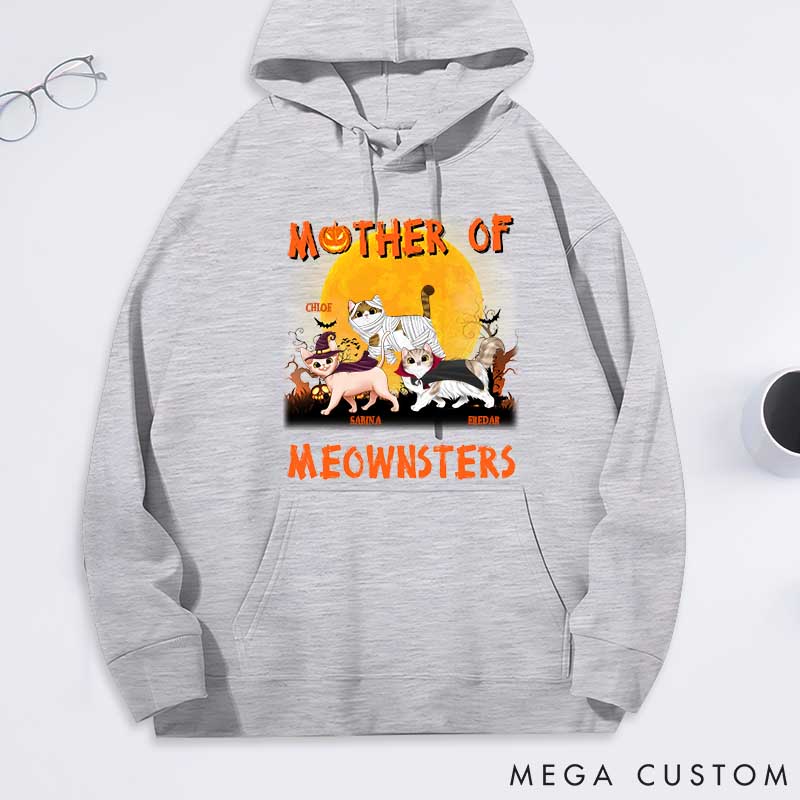 Personalized Cat Lover Mother of Meowsters Classic Hoodies