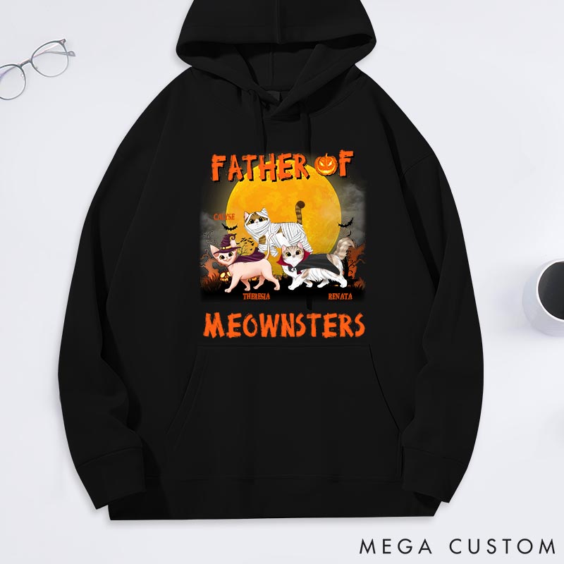 Personalized Cat Lover Father of Meowsters Classic Hoodies