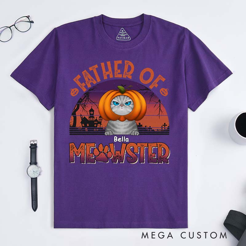 Personalized Cat Lover Father of Meowsters T-Shirt