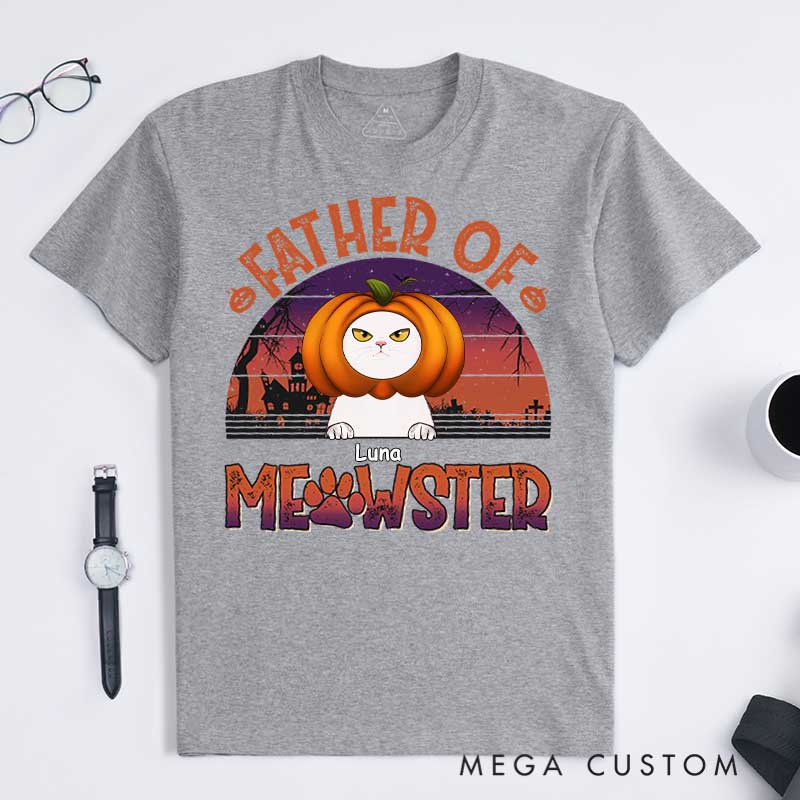 Personalized Cat Lover Father of Meowsters T-Shirt
