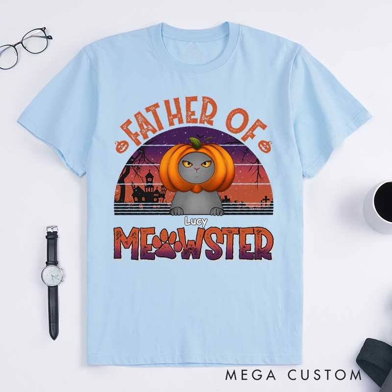 Personalized Cat Lover Father of Meowsters T-Shirt