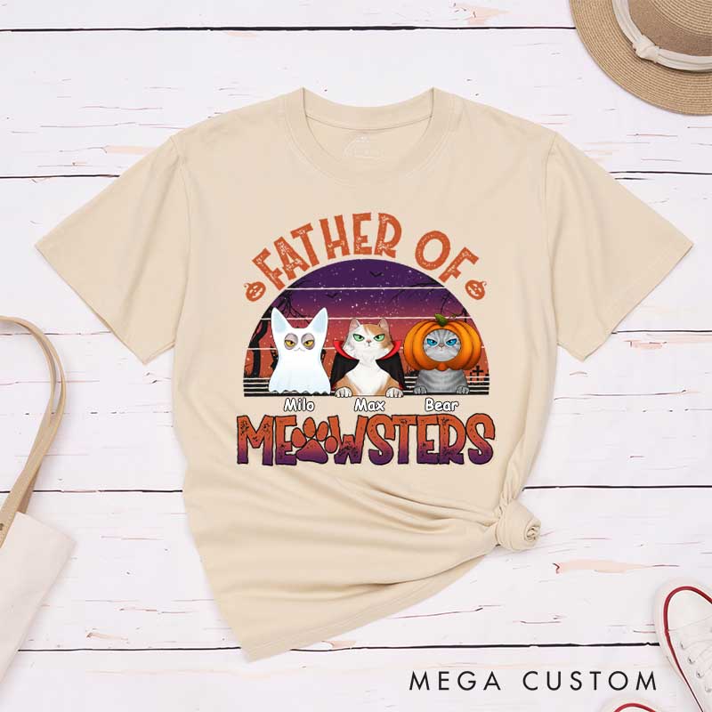 Personalized Cat Lover Father of Meowsters T-Shirt
