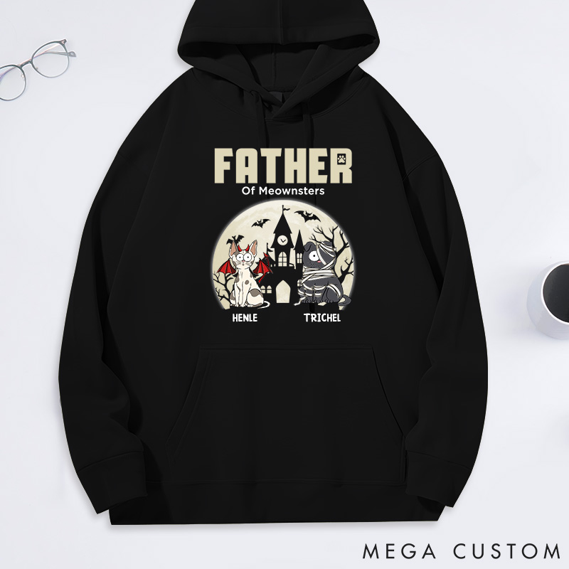 Personalized Cat Lover Father of little Meowsters Classic Hoodies