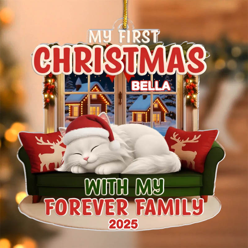 Personalized Cat Lover First Christmas Acrylic Christmas Ornament
