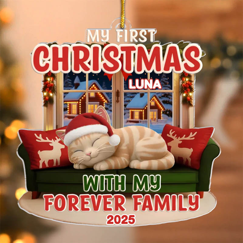 Personalized Cat Lover First Christmas Acrylic Christmas Ornament