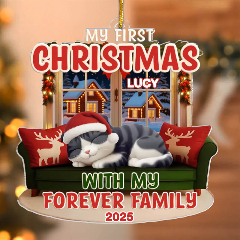 Personalized Cat Lover First Christmas Acrylic Christmas Ornament