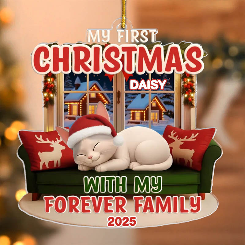 Personalized Cat Lover First Christmas Acrylic Christmas Ornament